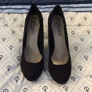 Candies Black Suede Heels 7.5